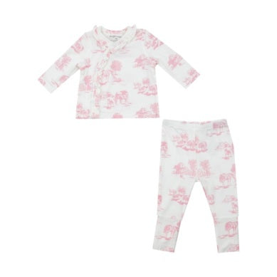 ANGEL DEAR: TAKE ME HOME SET WITH ROLL OVER CUFF PANT - FARM TOILE PINK