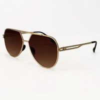 TOPFOXX: UNTANGLED X EMILY - TANGLE FREE - BROWN AVIATOR SUNGLASSES