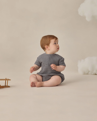 QUINCY MAE: RELAXED BUBBLE ROMPER - OCEAN