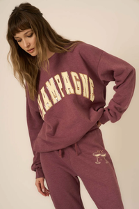 PROJECT SOCIAL T: CHAMPAGNE FOIL SWEATSHIRT - HEATHERED MERRY MERLOT