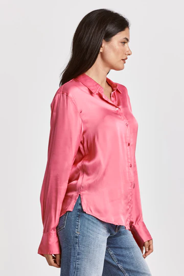 DEAR JOHN: GAIA BUTTON DOWN SHIRT - PINK CYCLAMEN