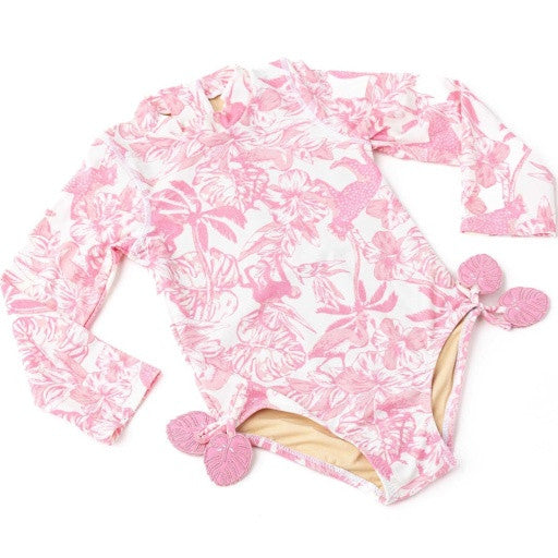 SHADE CRITTERS: LONG SLEEVE ONE PIECE SWIMSUIT - PINK PARADISE