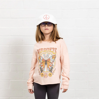 TINY WHALES: KIND VIBES OVERSIZED LONG SLEEVE TEE - FADED PINK