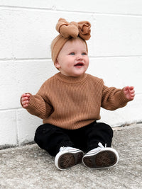 LITTLE BIPSY: CHUNKY KNIT SWEATER - NUTMEG