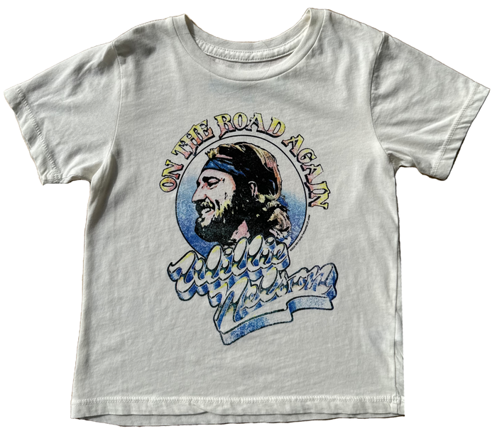 ROWDY SPROUT: WILLIE NELSON ORGANIC SHORT SLEEVE TEE - VINTAGE WHITE