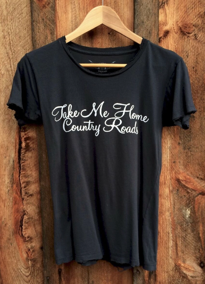 BANDIT BRAND: TAKE ME HOME COUNTRY ROADS TEE - BLACK/WHITE