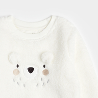 PETIT LEM: POLAR BEAR ON SHERPA SWEATSHIRT - IVORY