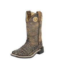 SMOKY MOUNTAIN BOOTS: CHILDREN'S GATOR BOOT - SANDED BLACK/BROWN DISTRESS