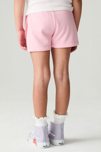 CHASER KIDS: VINTAGE FLEECE STRIPED JADE SHORTS - CANDY PINK