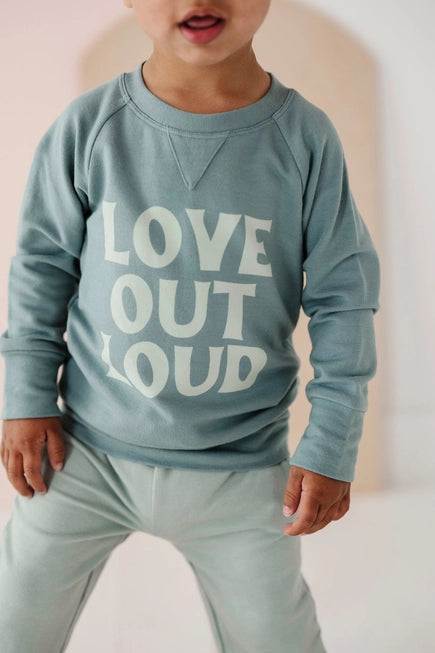 BABYSPROUTS: LOVE OUT LOUD RAGLAN SWEATSHIRT