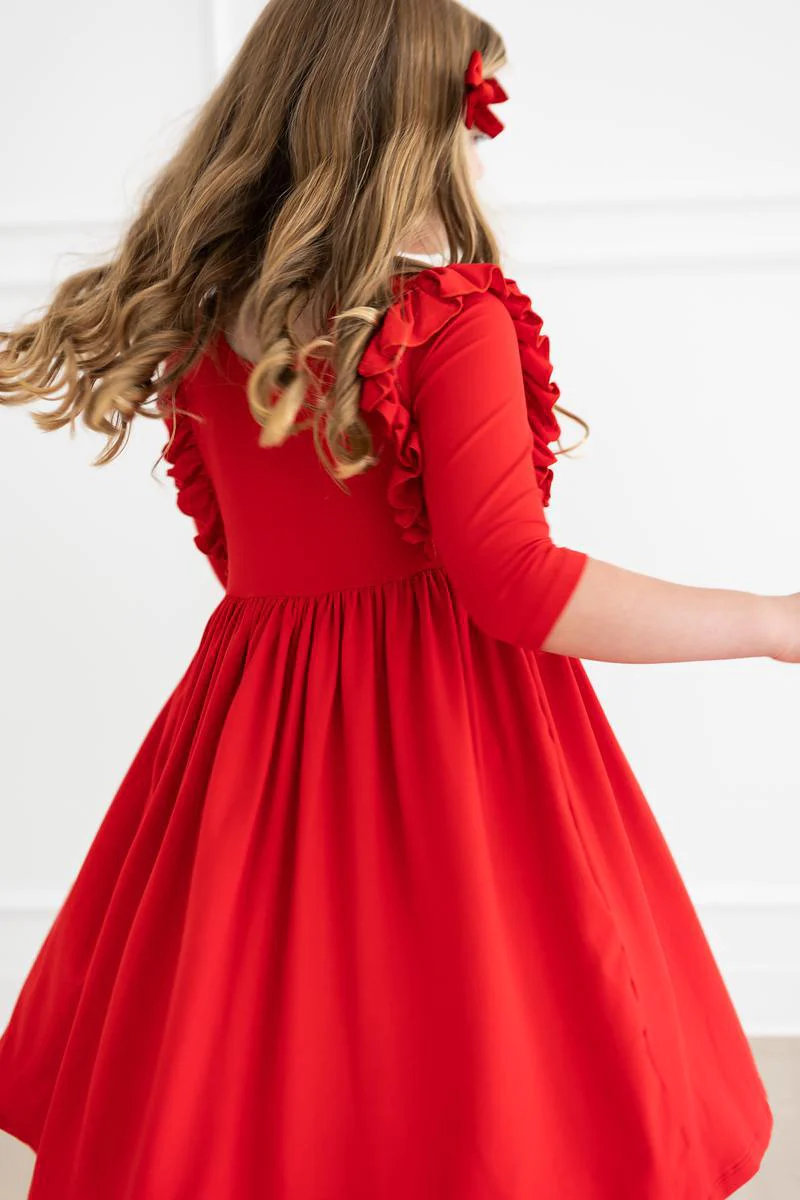 MILA & ROSE: RED RUFFLE TWIRL DRESS