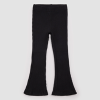 MILES THE LABEL: BLACK FLARED RIB LEGGINGS