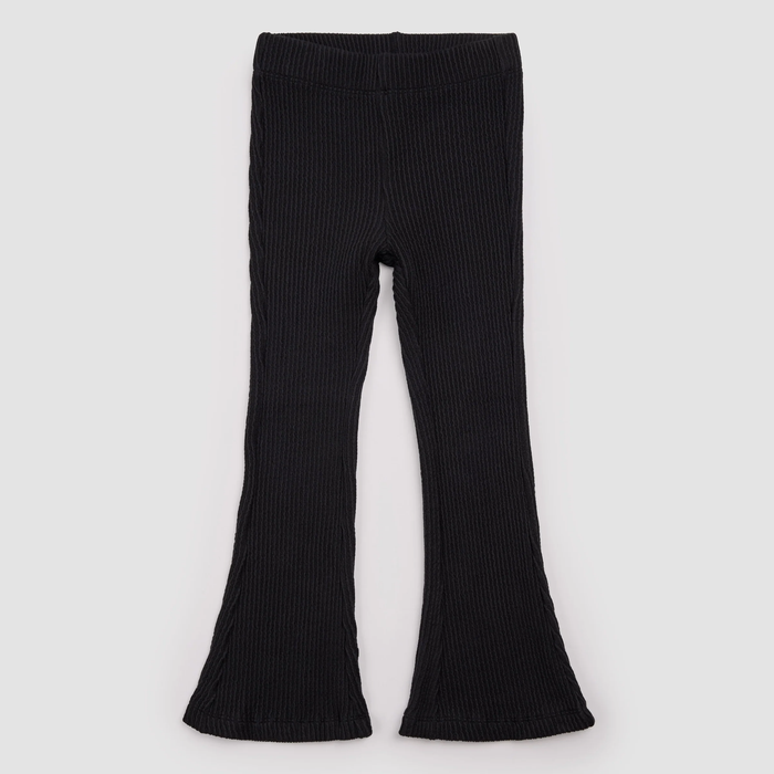 MILES THE LABEL: BLACK FLARED RIB LEGGINGS