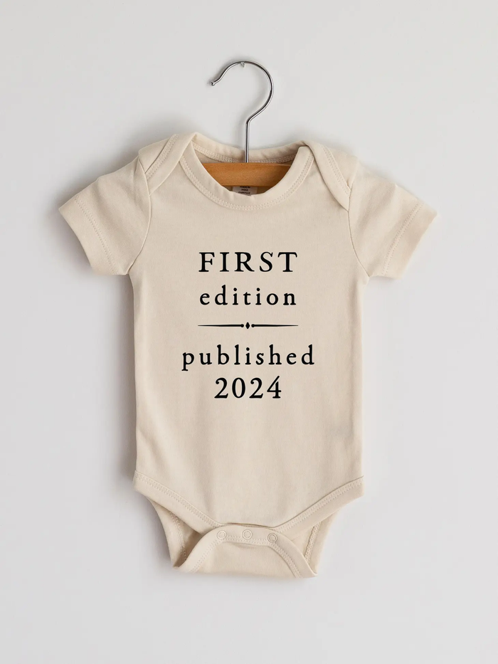 GLADFOLK: FIRST EDITION PUBLISHED 2024 BOOK STYLE ORGANIC BABY BODYSUIT - CREAM