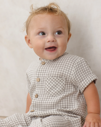 QUINCY MAE: CHARLIE JUMPSUIT || SAGE GINGHAM