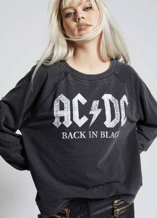 RECYCLED KARMA: ACDC BACK IN BLACK SWEATSHIRT - BLACK