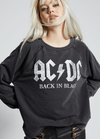RECYCLED KARMA: ACDC BACK IN BLACK SWEATSHIRT - BLACK