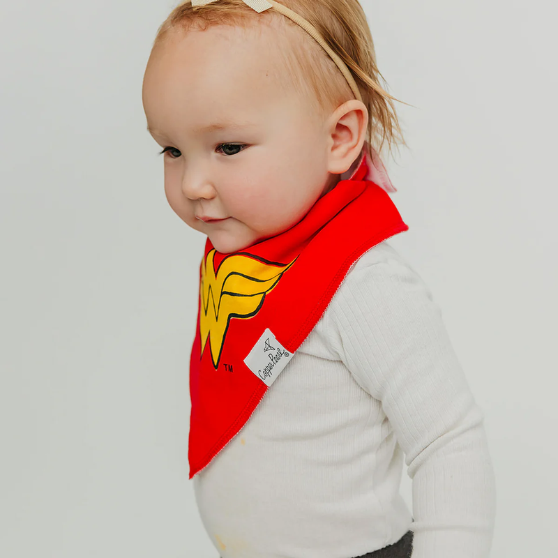 COPPER PEARL: WONDER WOMAN BABY BANDANA BIBS (2-PK)