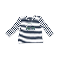 ANGEL DEAR: ORGANIC COTTON JERSEY LONG SLEEVE UNI TOP & ORGANIC FRENCH TERRY JOGGER SET - NAVY/PINE