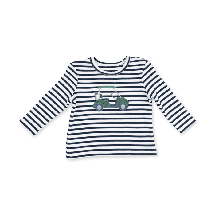 ANGEL DEAR: ORGANIC COTTON JERSEY LONG SLEEVE UNI TOP & ORGANIC FRENCH TERRY JOGGER SET - NAVY/PINE