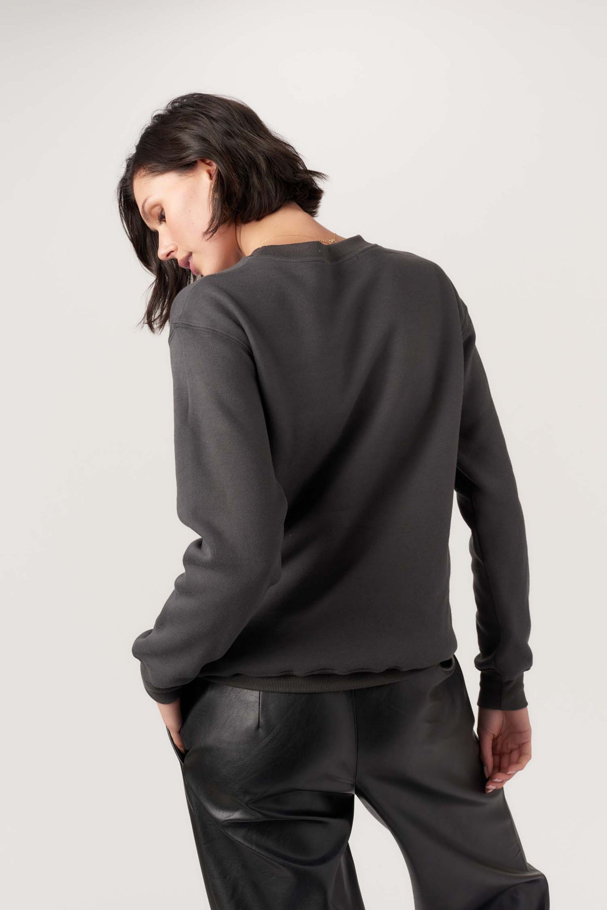 PROJECT SOCIAL T: FLOCKED FOOTBALL SWEATSHIRT - WASHED BLACK