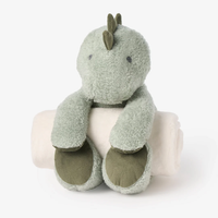 ELEGANT BABY: SAGE DINOSAUR BEDTIME HUGGIE PLUSH TOY WITH BLANKET - 30" X 40"