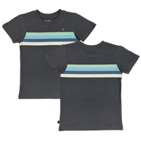 TINY WHALES: BOLT STRIPE TEE - VINTAGE BLACK/SEAFOAM