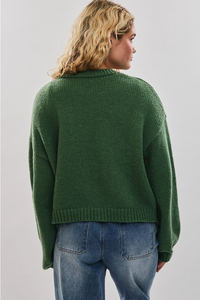 LE LIS: CHRISTMAS KNIT CARDIGAN SWEATER - GREEN