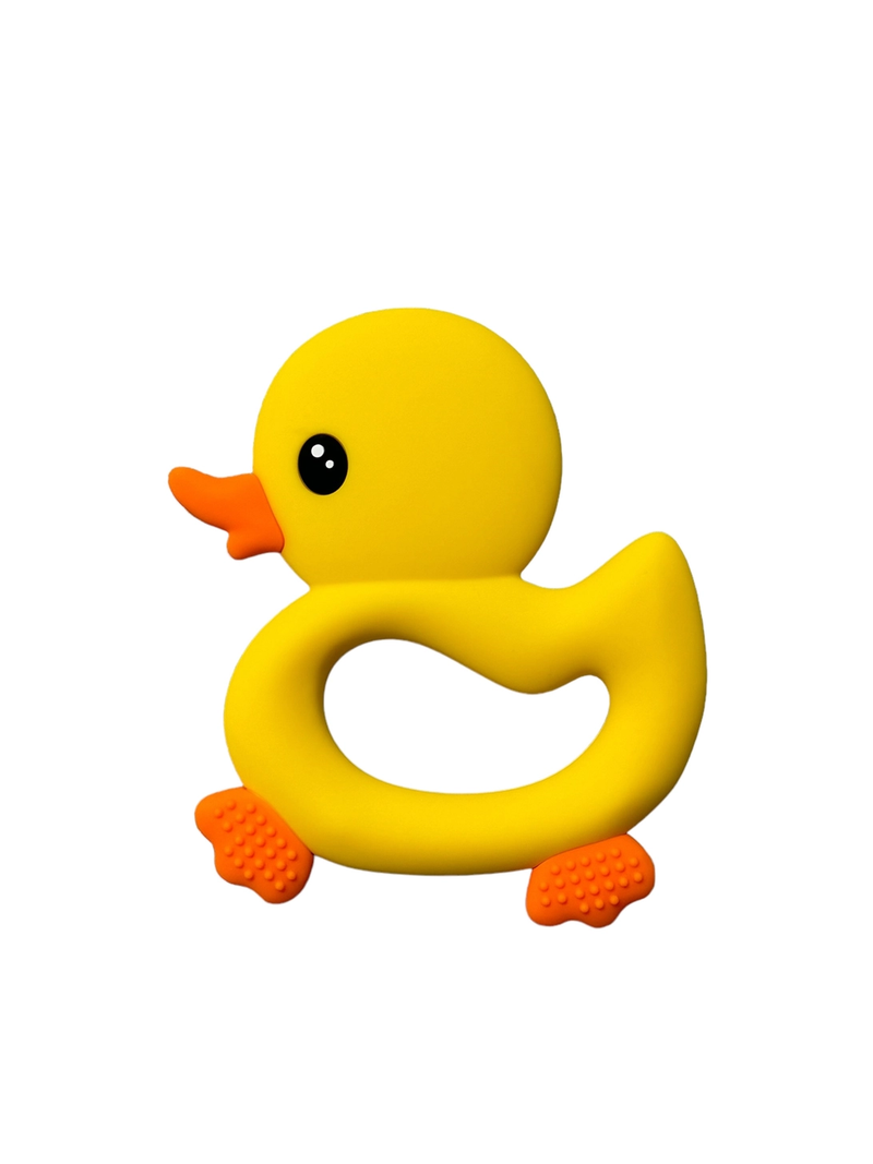 THREE HEARTS & CO: BPA FREE SILICONE DUCKY TEETHER - YELLOW