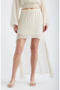 DELUC: FORUM CHIFFON HIGH-LOW SKIRT - OFF WHITE