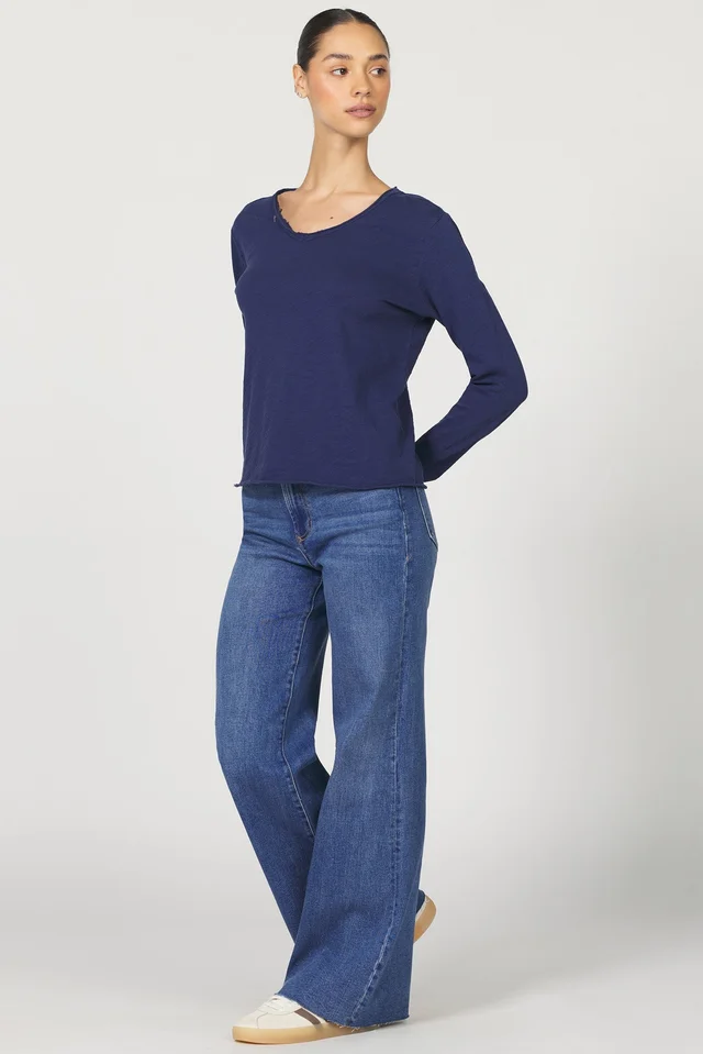 DEAR JOHN: VANYA LONG SLEEVE TEE SLUB - BLACK IRIS