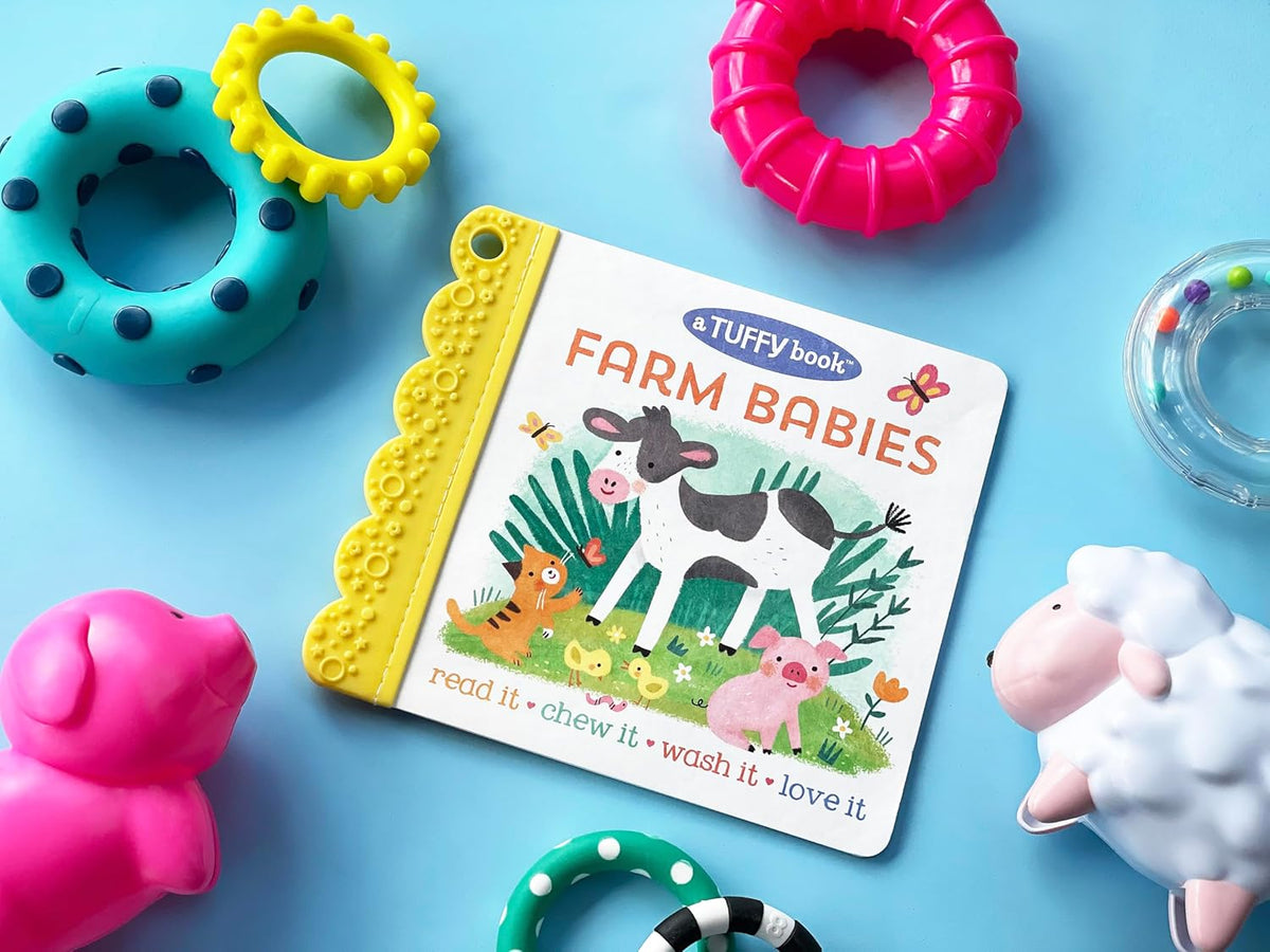 TUFFY BOOK: FARM BABIES WASHABLE, CHEWABLE,  INDESTRUCTIBLE TEETHING BOOK