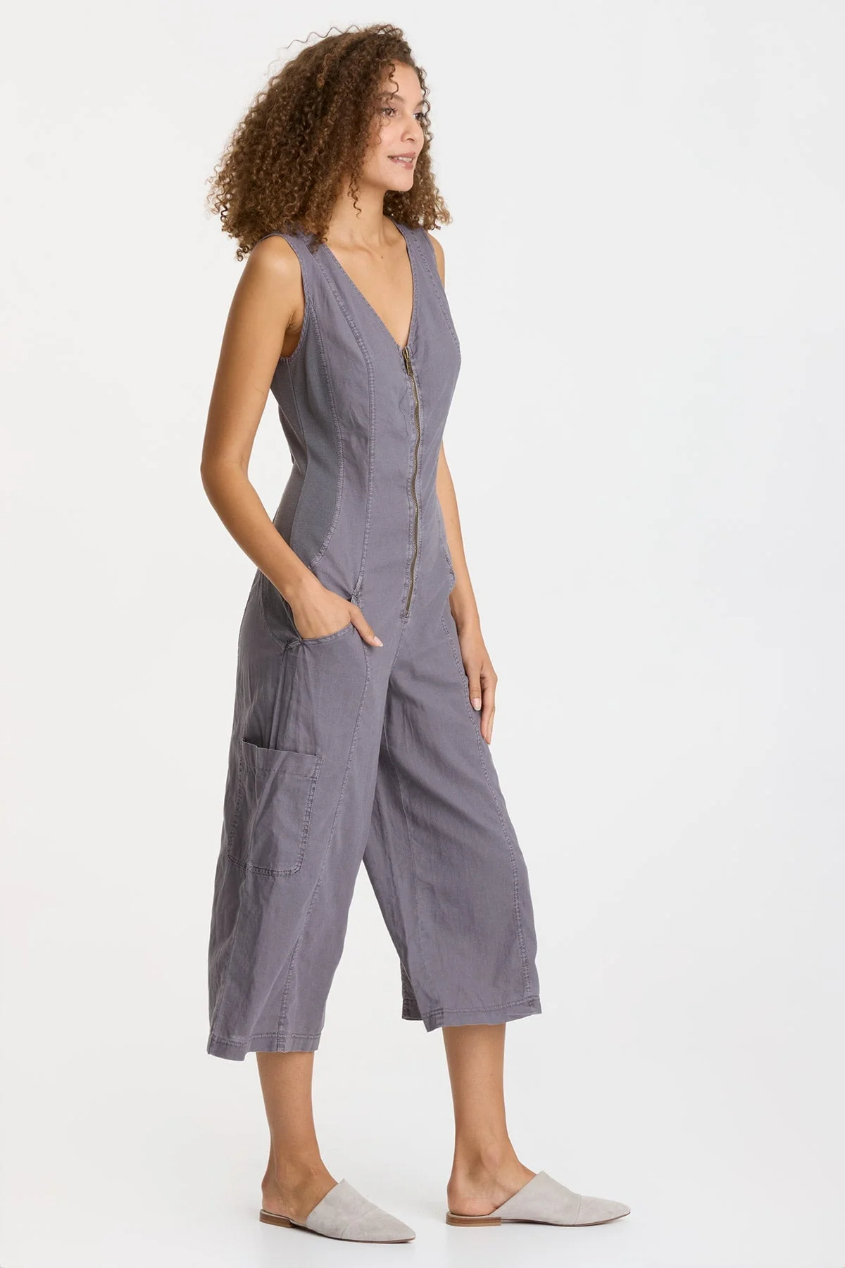 XCVI: LINEN NORRIS JUMPSUIT - NEBULOUS PIGMENT