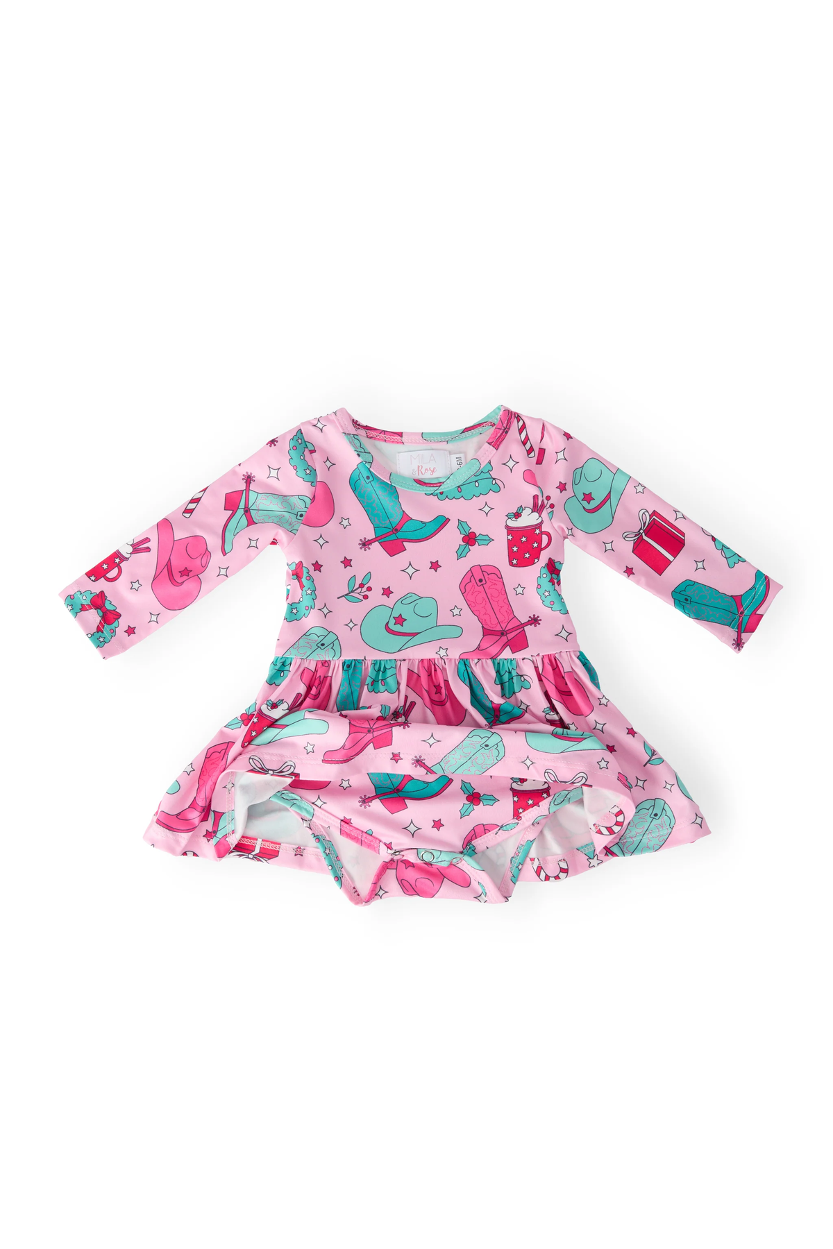 MILA & ROSE: CHRISTMAS COWGIRL LONG SLEEVE TWIRL BODYSUIT