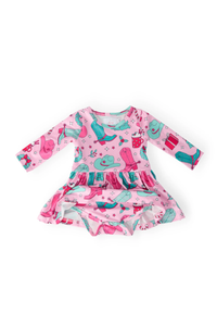 MILA & ROSE: CHRISTMAS COWGIRL LONG SLEEVE TWIRL BODYSUIT