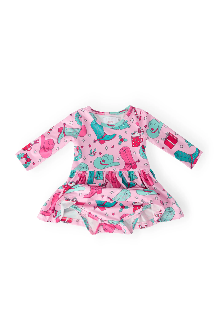 MILA & ROSE: CHRISTMAS COWGIRL LONG SLEEVE TWIRL BODYSUIT