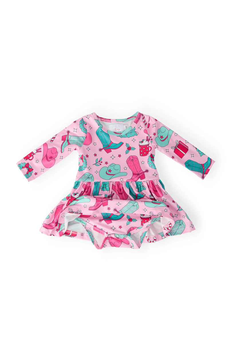 MILA & ROSE: CHRISTMAS COWGIRL LONG SLEEVE TWIRL BODYSUIT