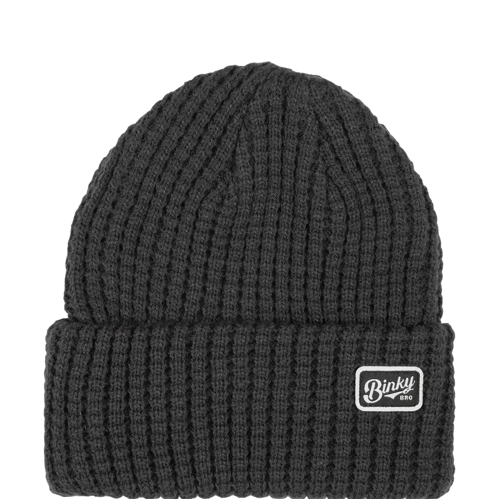 BINKY BRO: KIDS BEANIE WAFFLE CHARCOAL