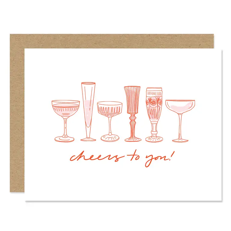 MADDON & CO: VINTAGE CHAMPAGNE GLASSES "CHEERS TO YOU!" CARD