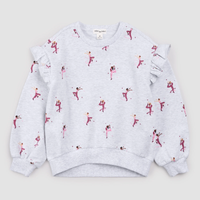 MILES THE LABEL: DANCER PRINT ON LIGHT GREY MIX SWEATSHIRT
