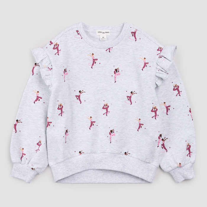 MILES THE LABEL: DANCER PRINT ON LIGHT GREY MIX SWEATSHIRT