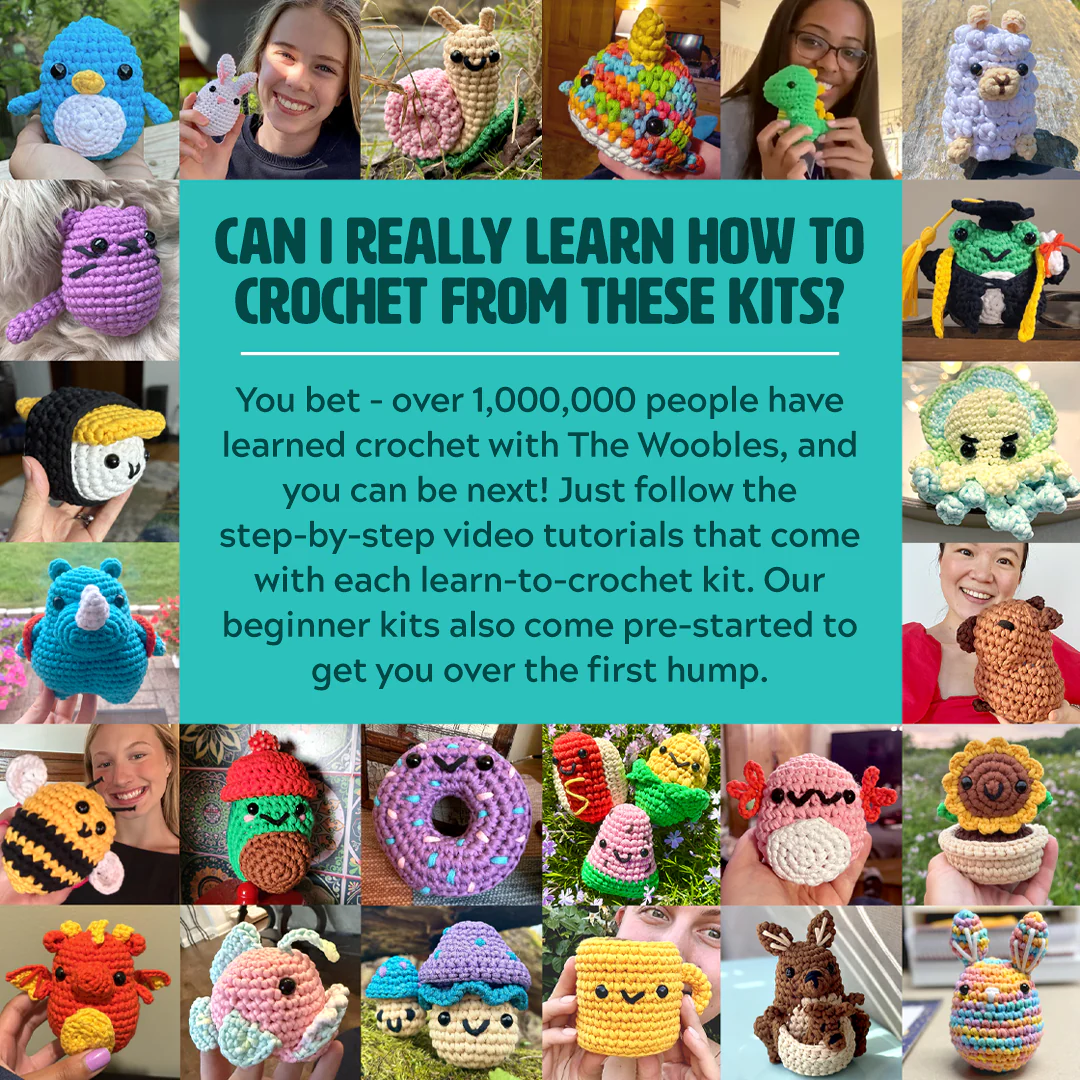 THE WOOBLES: LEARN TO CROCHET KIT - FRED THE DINOSAUR