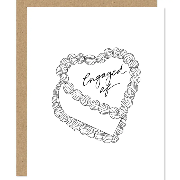 MADDON PAPER CO: ENGAGED AF HEART-SHAPED CAKE CARD