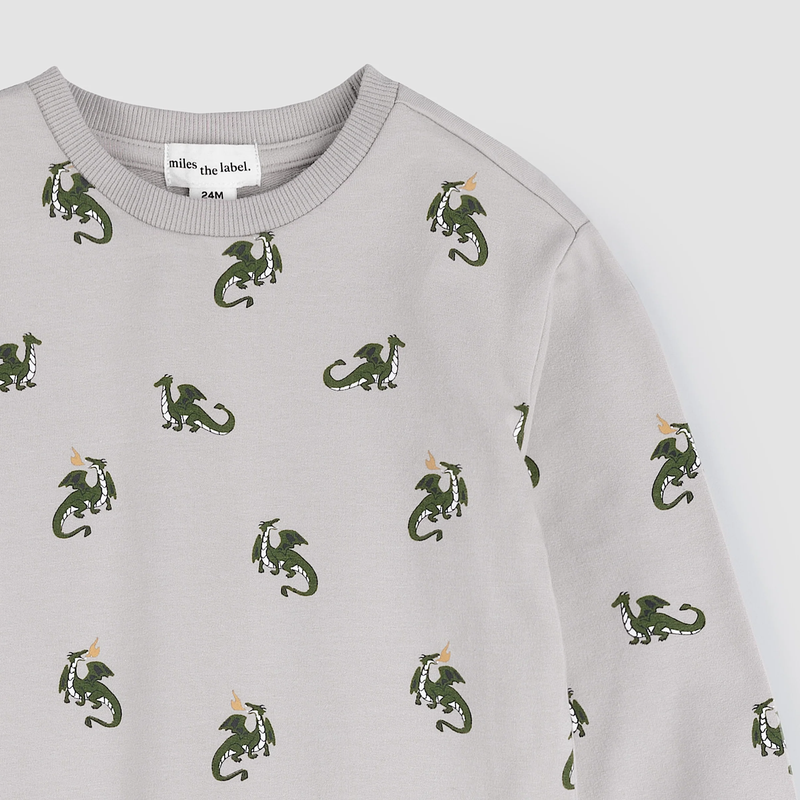 MILES THE LABEL: DRAGON PRINT ON CEMENT SWEATSHIRT