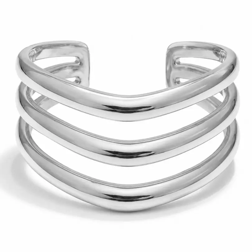 REMI SILVER SCULPTED CUFF BRACELET