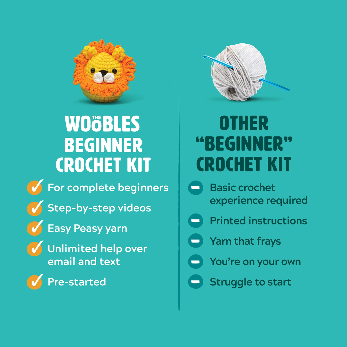 THE WOOBLES: LEARN TO CROCHET KIT - FRED THE DINOSAUR