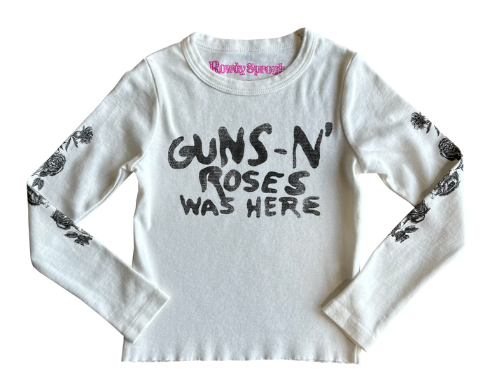 ROWDY SPROUT: GUNS N' ROSES WAS HERE RIBBED TEE - VINTAGE WHITE