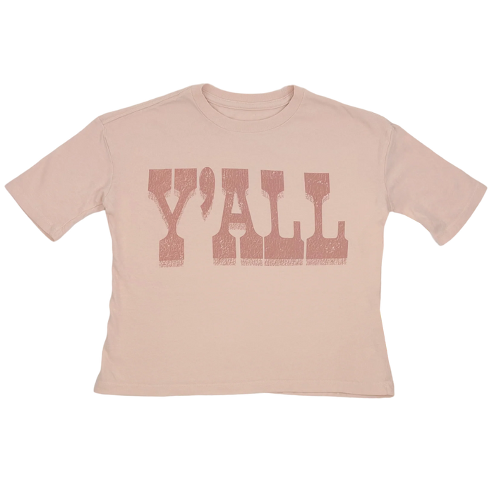 TINY WHALES: Y'ALL COTTON JERSEY SUPER TEE - FADED PINK