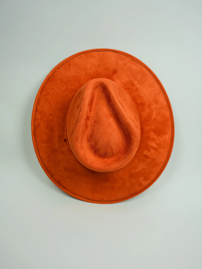 WILDER AND SOUL: VEGAN SUEDE RANCHER HAT - ORANGE