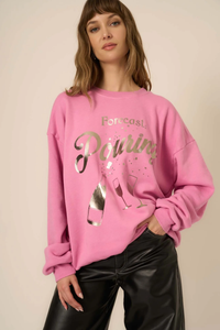 PROJECT SOCIAL T: FORECAST POURING FOIL SWEATSHIRT - HEATHER ROSE VIOLET